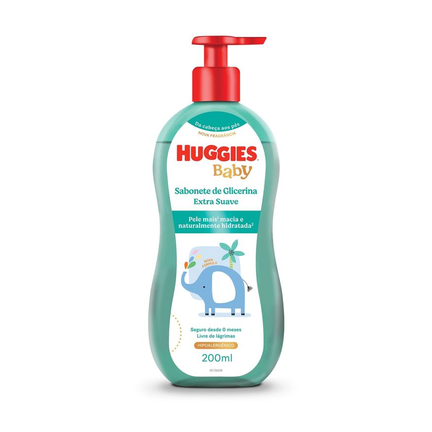 Turma Da Mônica Sabonete Líquido Huggies Glicerina para Bebê Extra Suave 200ml
