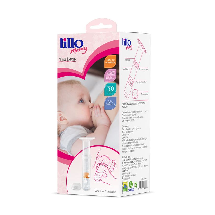 Lillo Bomba de Tirar Leite Mamy Manual Graduado Tampa Sem BPA 70ml 1 Unidades