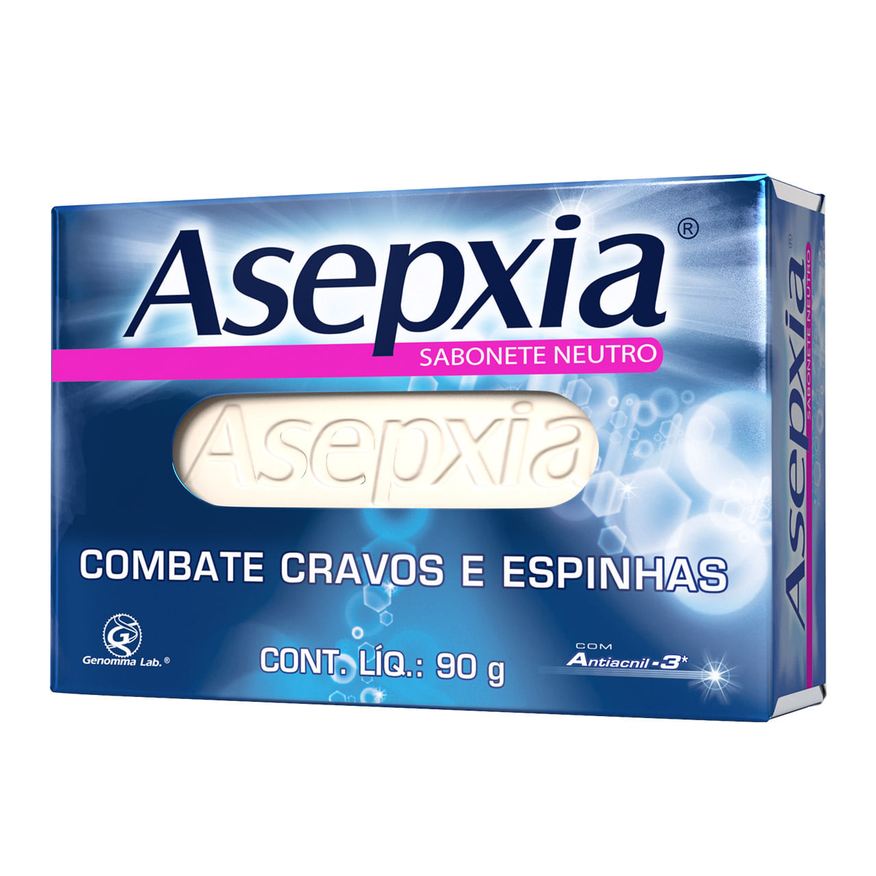 Asepxia Sabonete Barra Neutro Ação Calmate, Extrato De Pêssego E Ácido Salicílico 2 %, Pele Sensível Ou Reativa, 80g