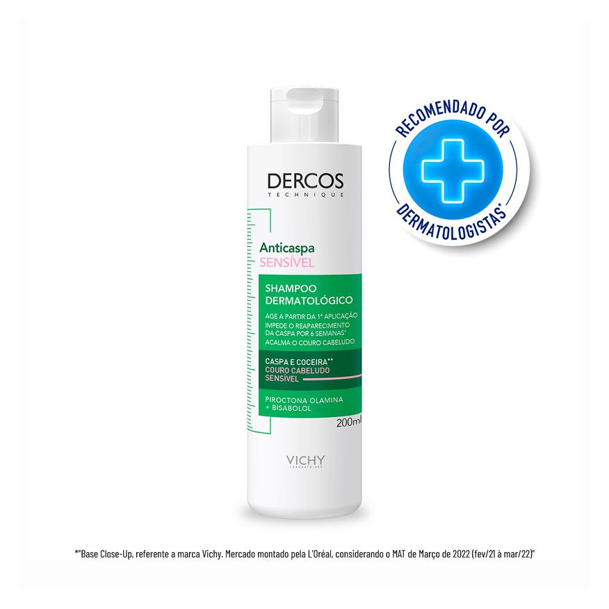 Dercos Shampoo Anticaspa Vichy Dermatológico Couro Cabeludo Sensível 200ml