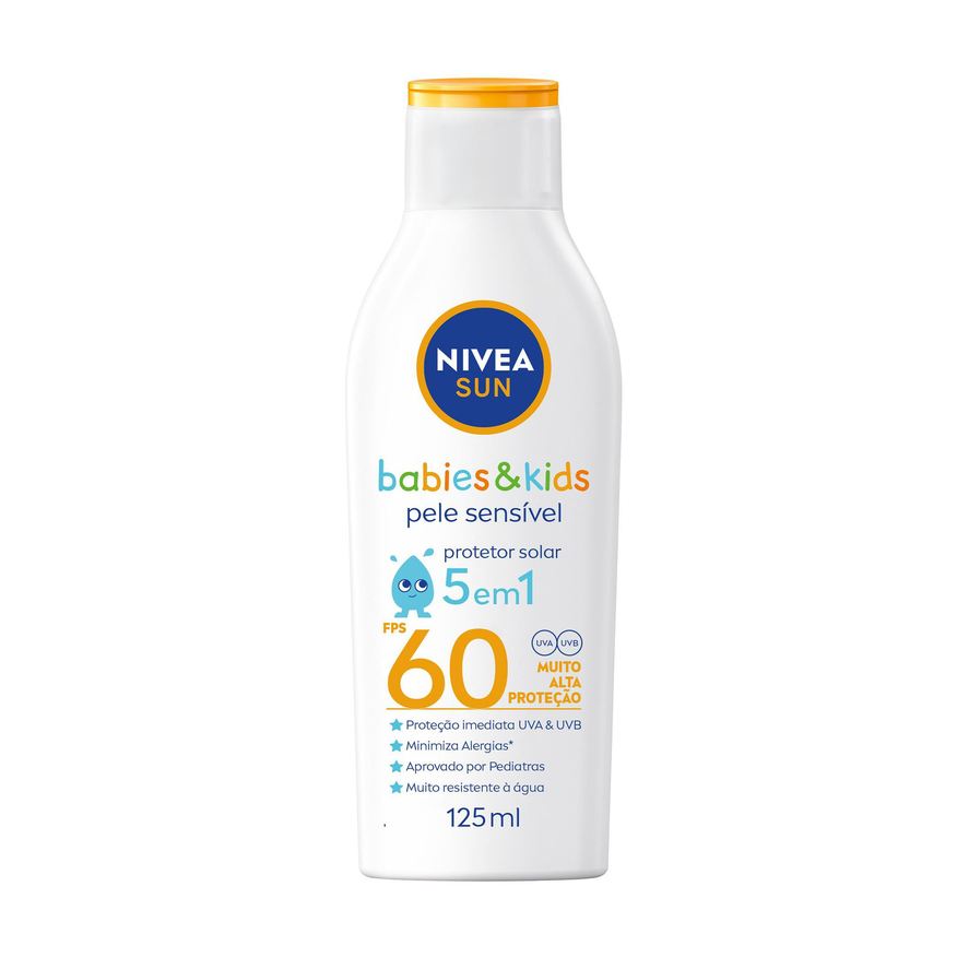 Nivea Protetor Solar Sun Kids Sensitive FPS60 Sem Perfume 125ml