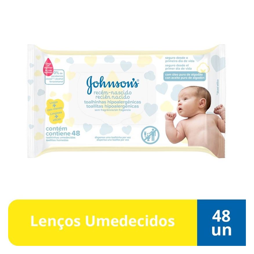 Johnsons Baby Lenços Umedecidos Johnson's Baby Recém-Nascido Sem Fragrância 48 Unidades