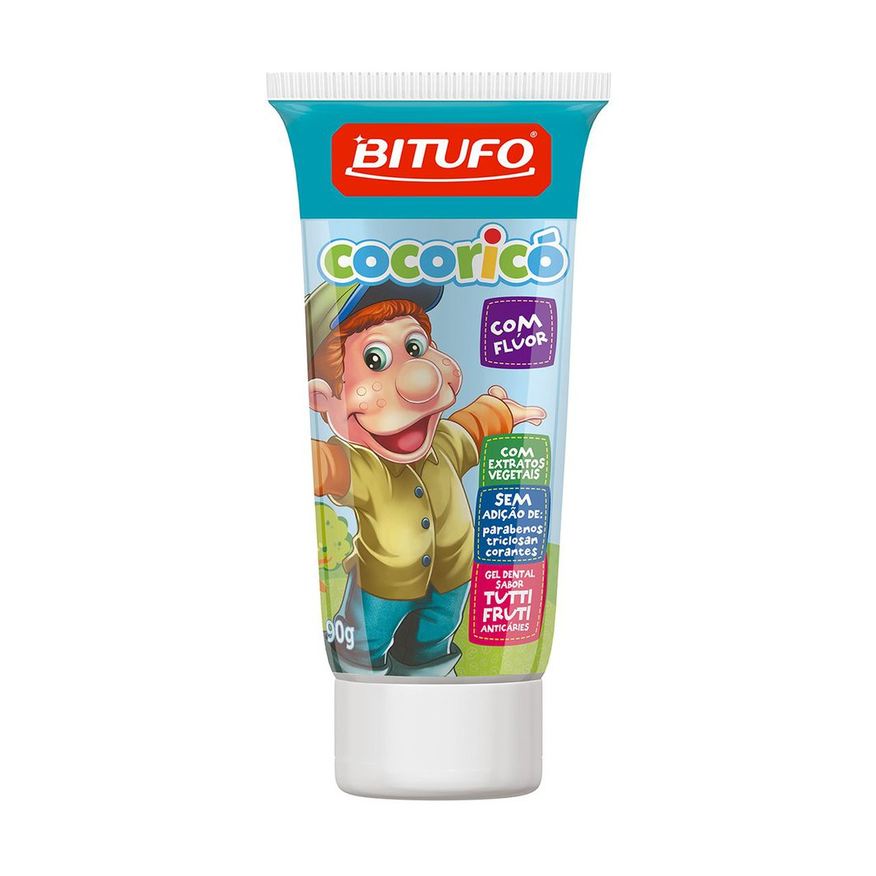 Bitufo Gel Dental Cocoricó Com Flúor Sabor Tutti-Frutti 90g