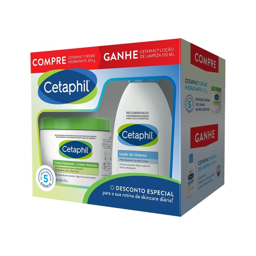 Cetaphil Kit Creme Corporal Hidratante 453g 1 Unidade + Loção de Limpeza Facial 120ml 1 uni