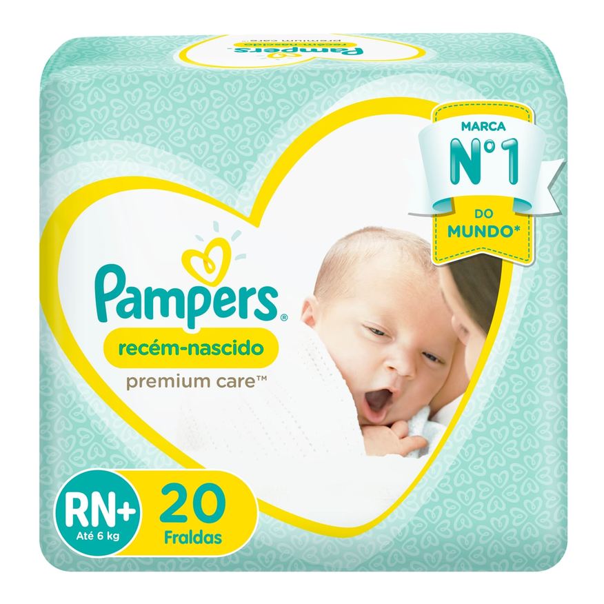 Pampers Fralda Premium Care Recém Nascido RN+ 20 Unidades