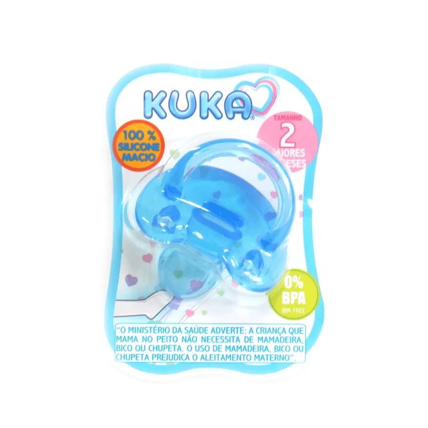 Kuka Chupeta Soft Ortodôntica +6 meses Silicone Sem BPA Azul Tamanho 2 1 Unidade