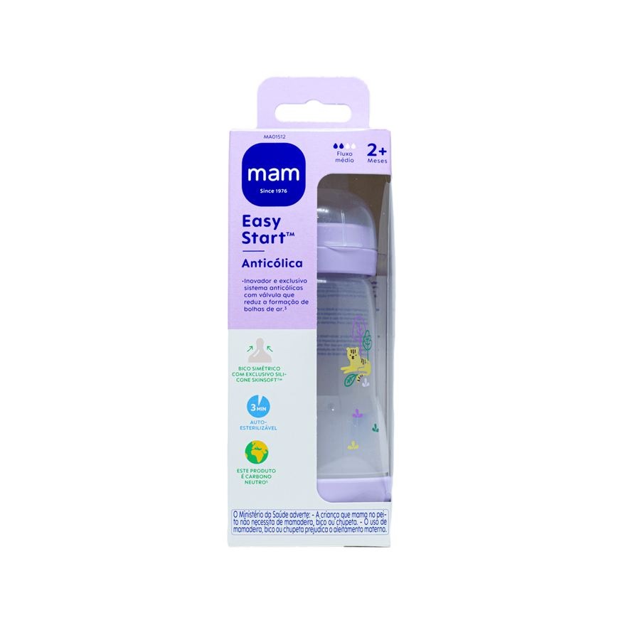MAM Mamadeira Easy Start Anticólica +2 meses Rosa 260ml 1 Unidade