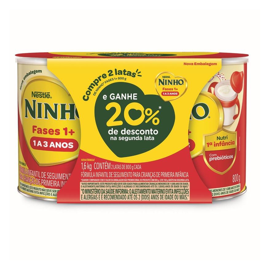 ninho Kit Fórmula Infantil fases 1+ Com 2 Unidades de 800g
