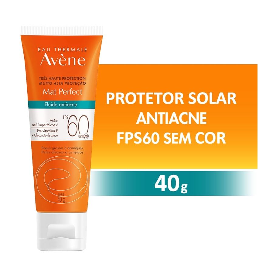 Avene Protetor Solar Facial Avène Mat Perfect Fluído Antiacne FPS60 40g
