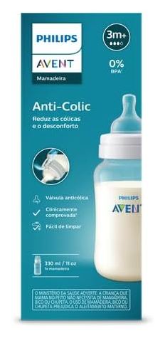 Philips Avent Mamadeira Anti-Colic +3meses Fluxo Médio 330ml 1 Unidade
