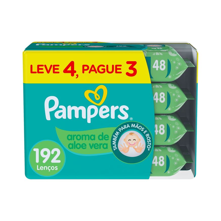 Pampers Lenços Umedecidos Aroma de Aloe Vera 192 Unidades