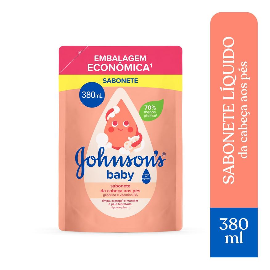 Johnsons Baby Sabonete Líquido Infantil Johnson's Baby Glicerina da Cabeça aos Pés Refil 380ml