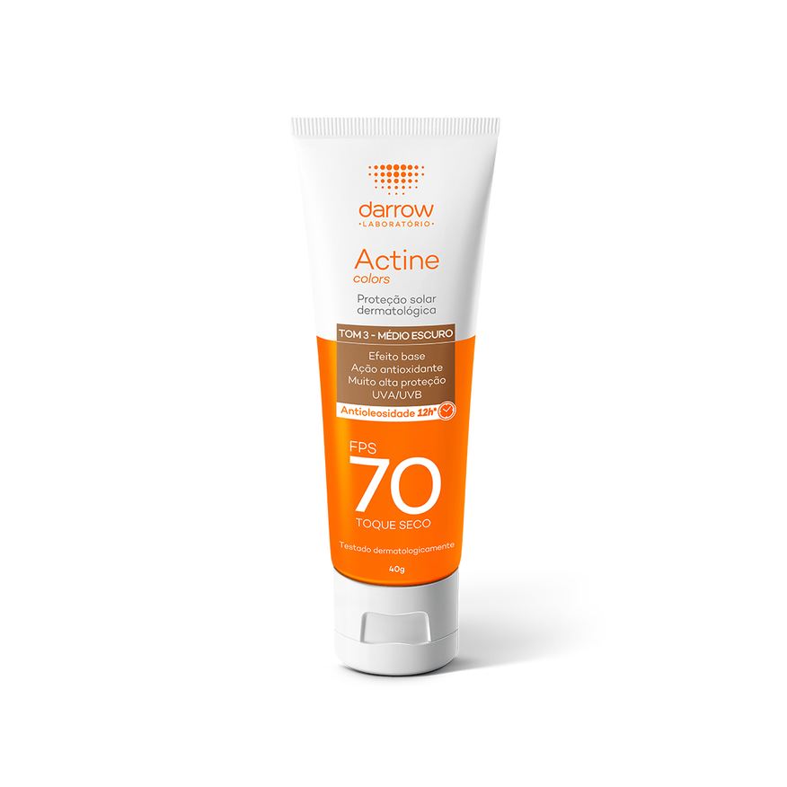 Actine Protetor Solar Facial Darrow Colors Toque Seco FPS70 Cor Pele Morena Mais 40g