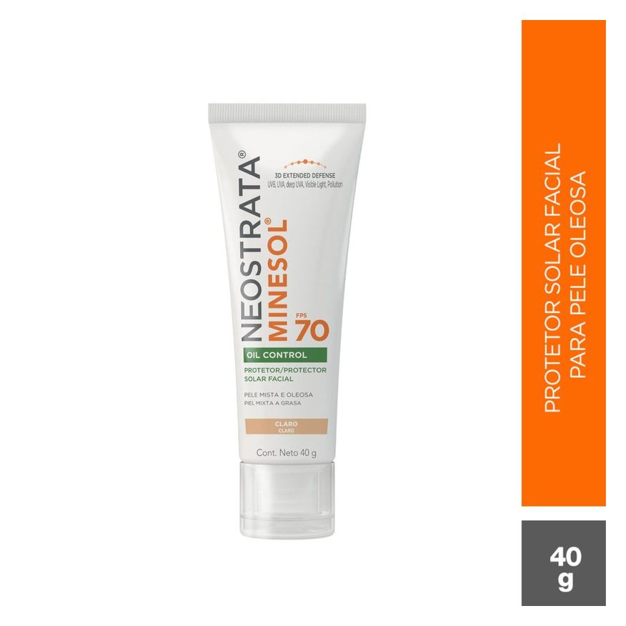 Minesol Protetor Solar Facial NeoStrata Oil Control FPS70 Cor Pele Clara 40g