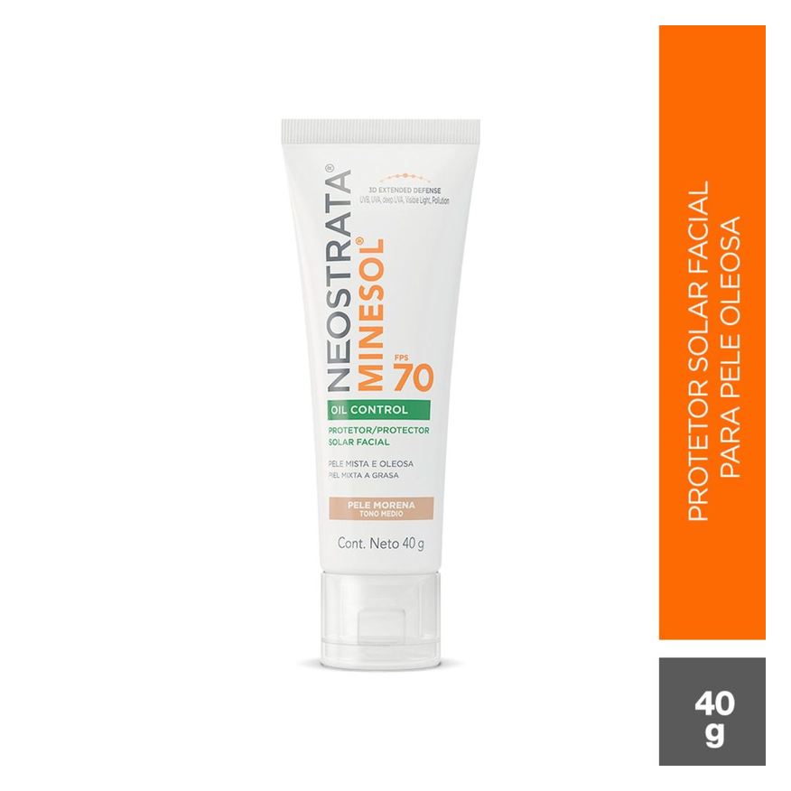Minesol Protetor Solar Facial NeoStrata Oil Control FPS70 Cor Médio Claro 40g