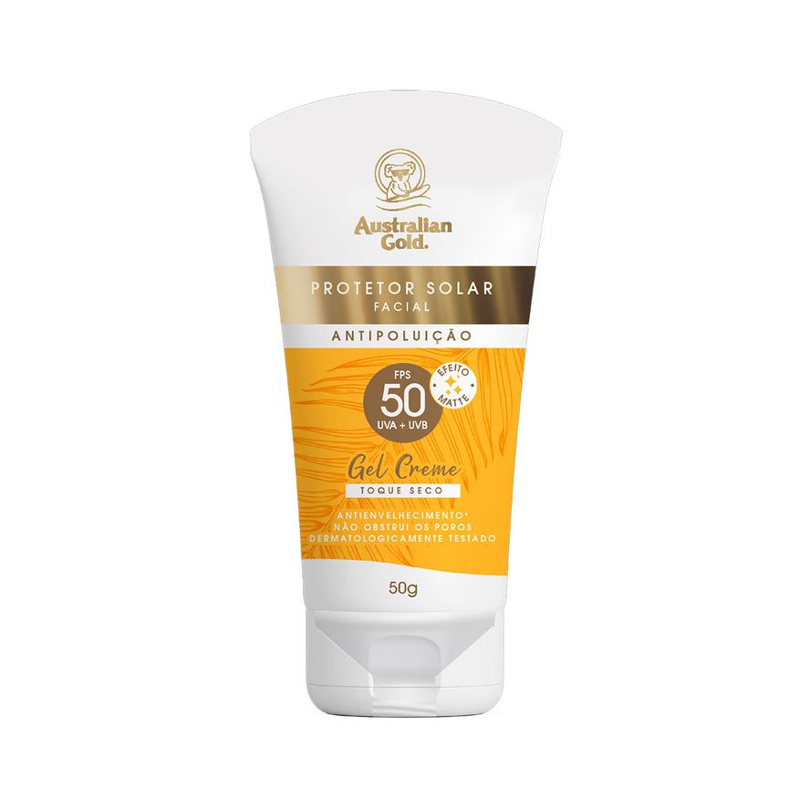 Australian Gold Protetor Solar Facial Anti Poluição FPS50 Efeito Matte 50g