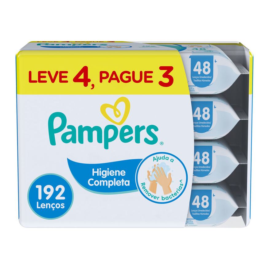 Pampers Lenços Umedecidos Higiene Completa Sem Álcool e Sem Perfume 48 Unidades