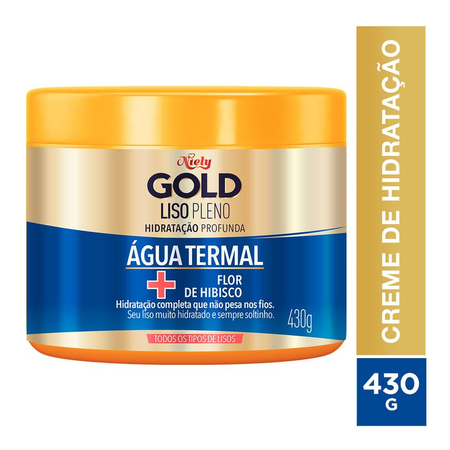 Niely Gold Creme de Tratamento Capilar Liso Pleno Agua Termal + Flor de Hibisco 430g