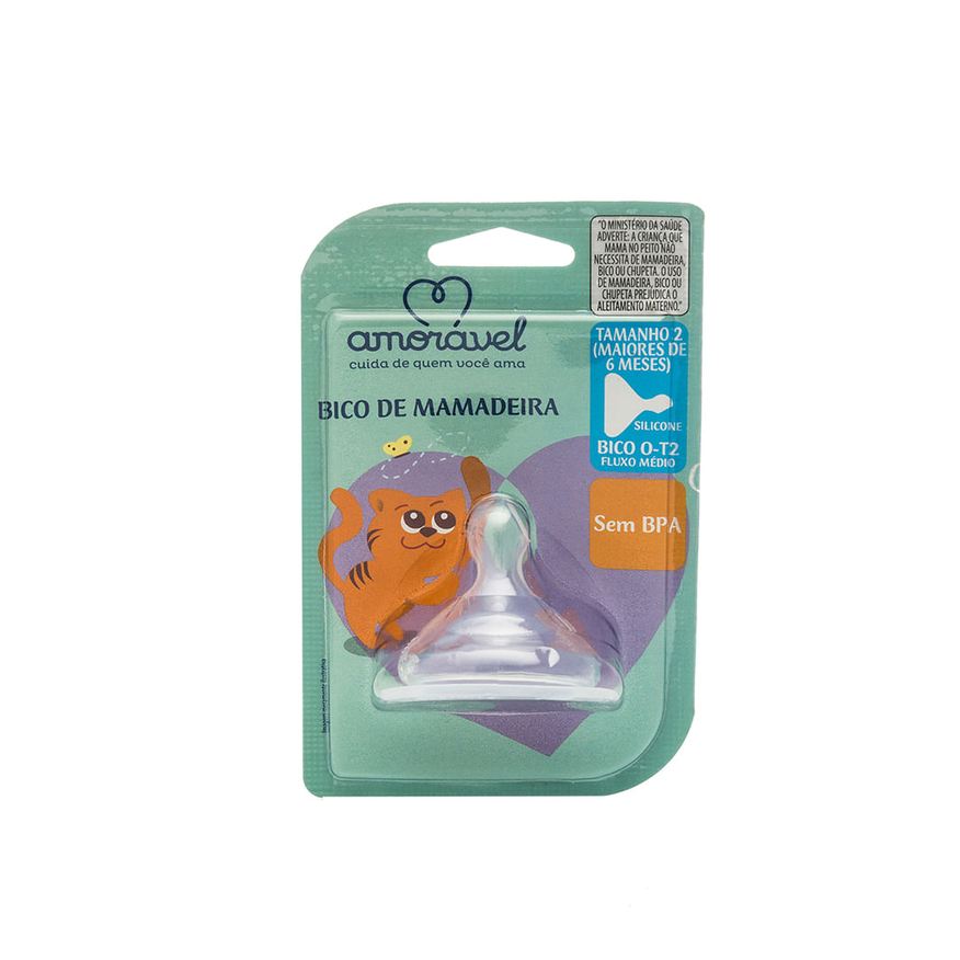 Amoravel Bico Para Mamadeira Amorável Silicone Big Ortodôntica Fluxo A Partir De 6 Meses