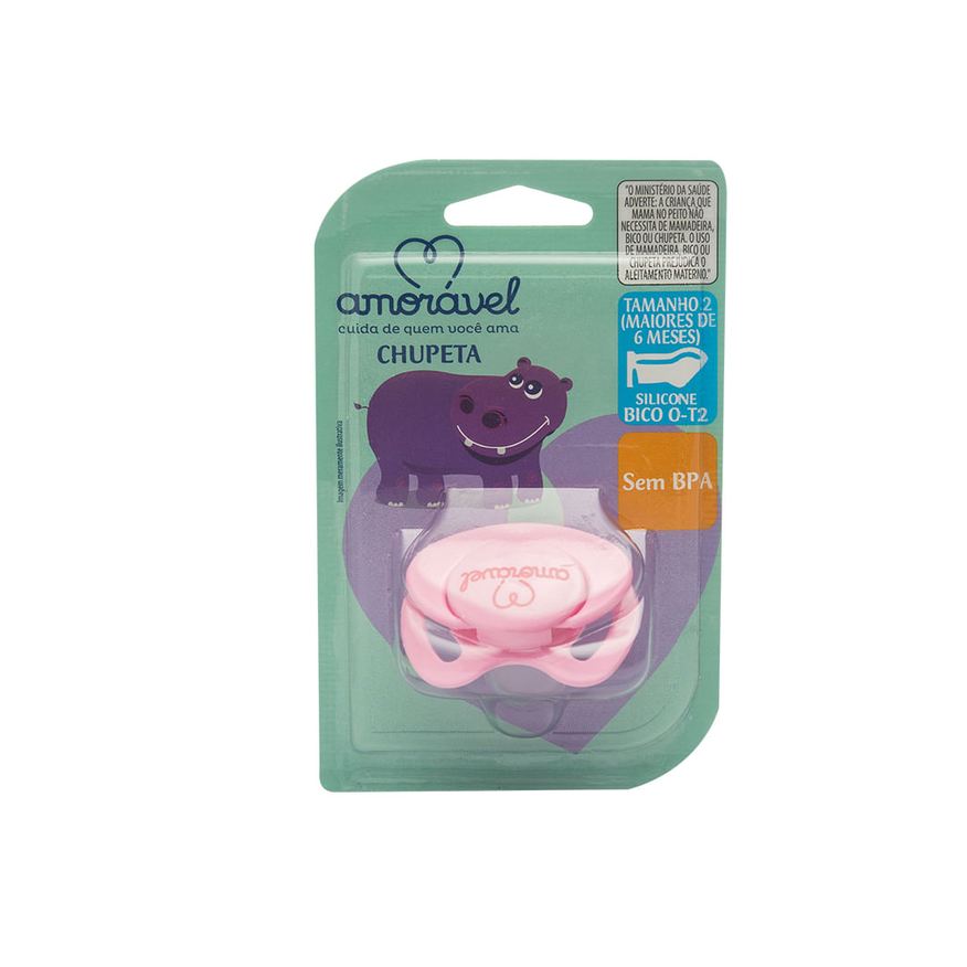 Amoravel Chupeta Amorável Silicone Ortodôntico Rosa A Partir De 6 Meses