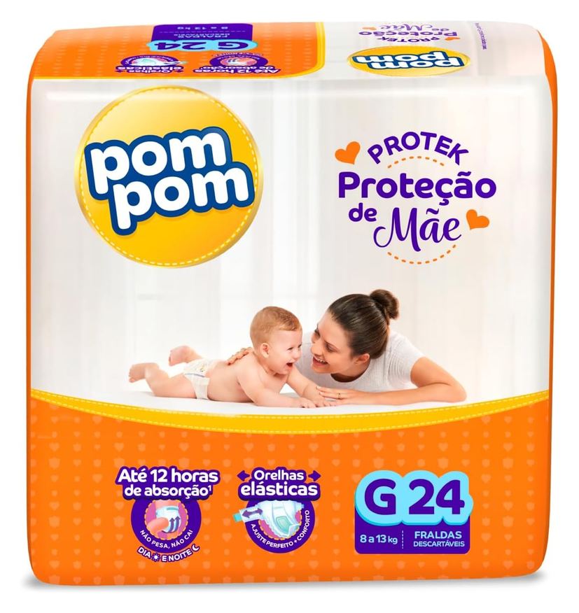 Pompom Fralda Pom Pom Protek Proteção de Mãe G 24 Unidades