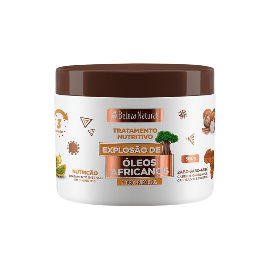 Beleza Natural Creme de Tratamento Capilar Explosão de Óleos Africanos Nutrição 500g