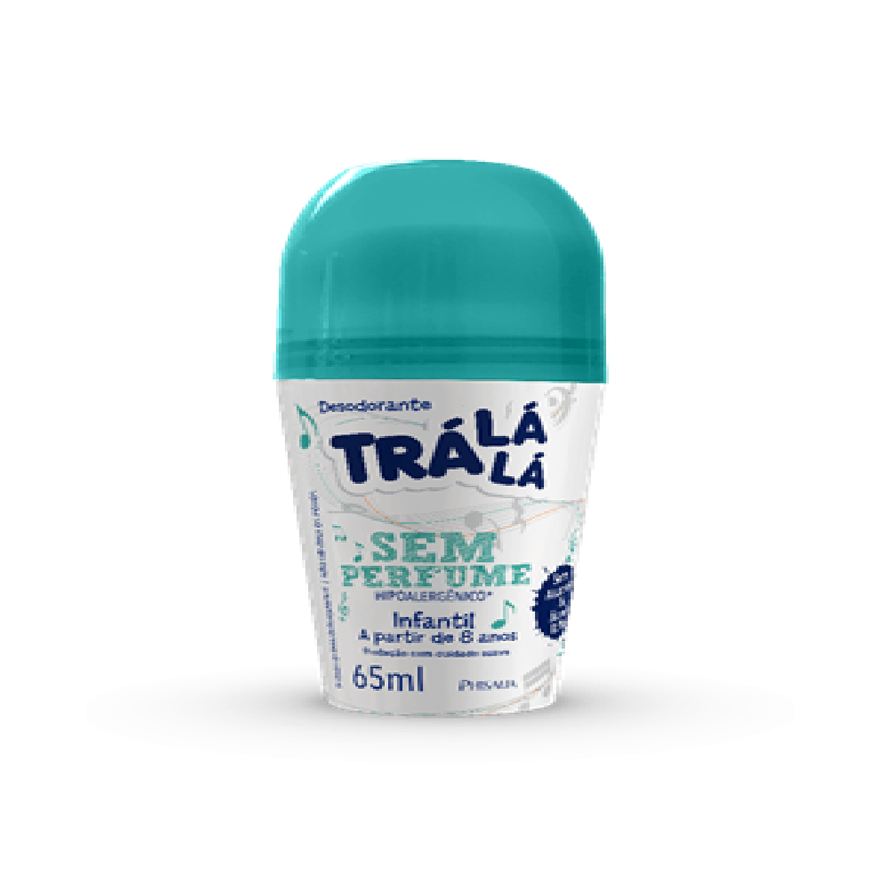 Tralala Desodorante Infantil Trá Lá Lá Sem Perfume +8 anos Roll-On 65ml