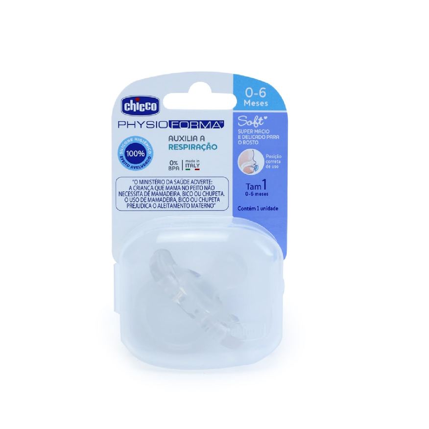 Chicco Chupeta PhysioForma Soft Anatômica de 0 a 6 meses Silicone Transparente 1 Unidades