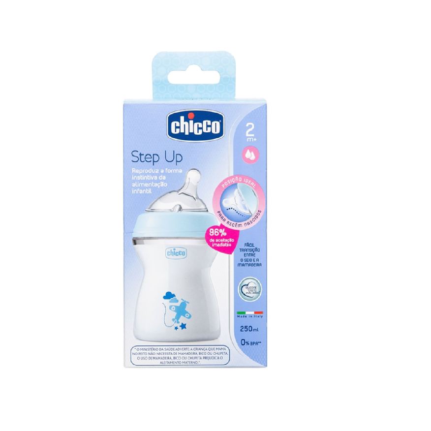 Chicco Mamadeira Step Up Bico Redondo +2meses Azul 250ml 1 Unidade