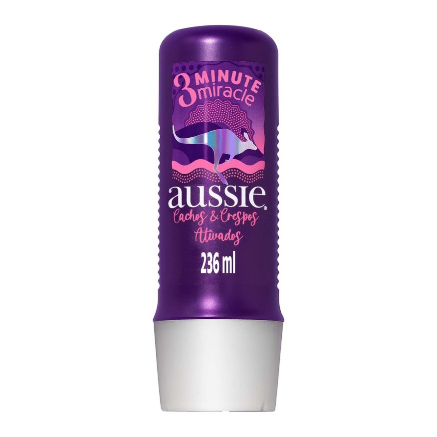 Aussie Creme de Tratamento Capilar 3 Minute Miracle Cachos e Crespos Ativados Hidratação e Definição 236ml