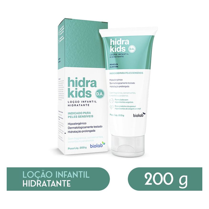 Biolab Loção Hidratante Infantil Hidra Kids D.A. Calmante com Aloe Vera 200g