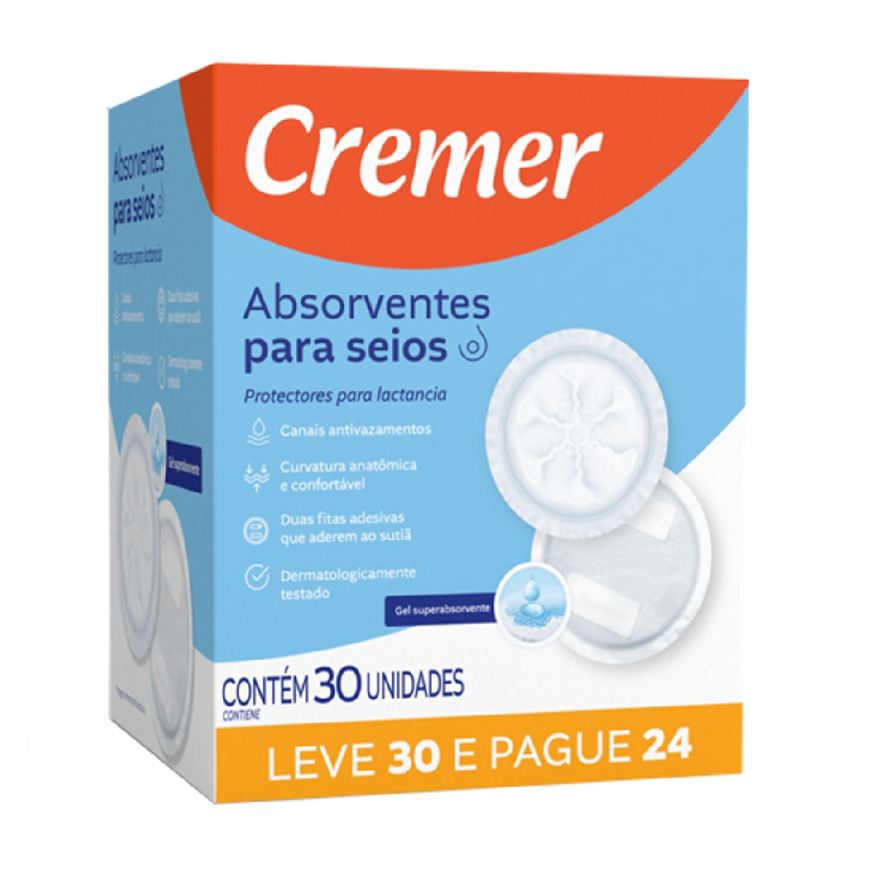 Cremer Absorvente para Seios Superabsorvente 30 Unidades
