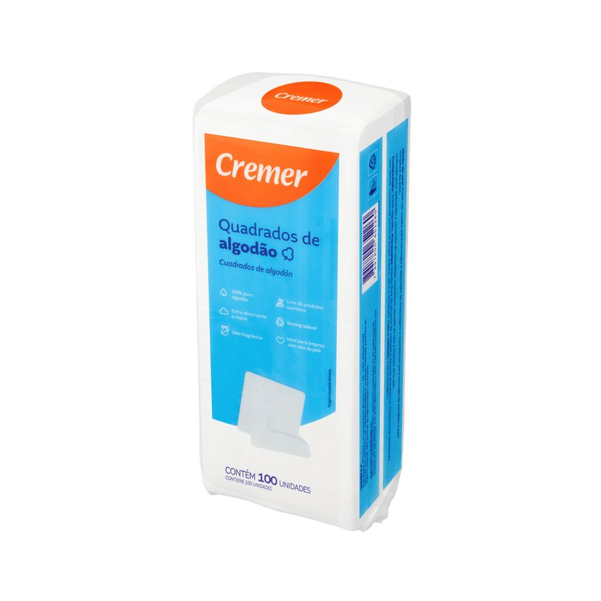 Cremer Algodão Quadrado Hidrófilo 100 Unidades