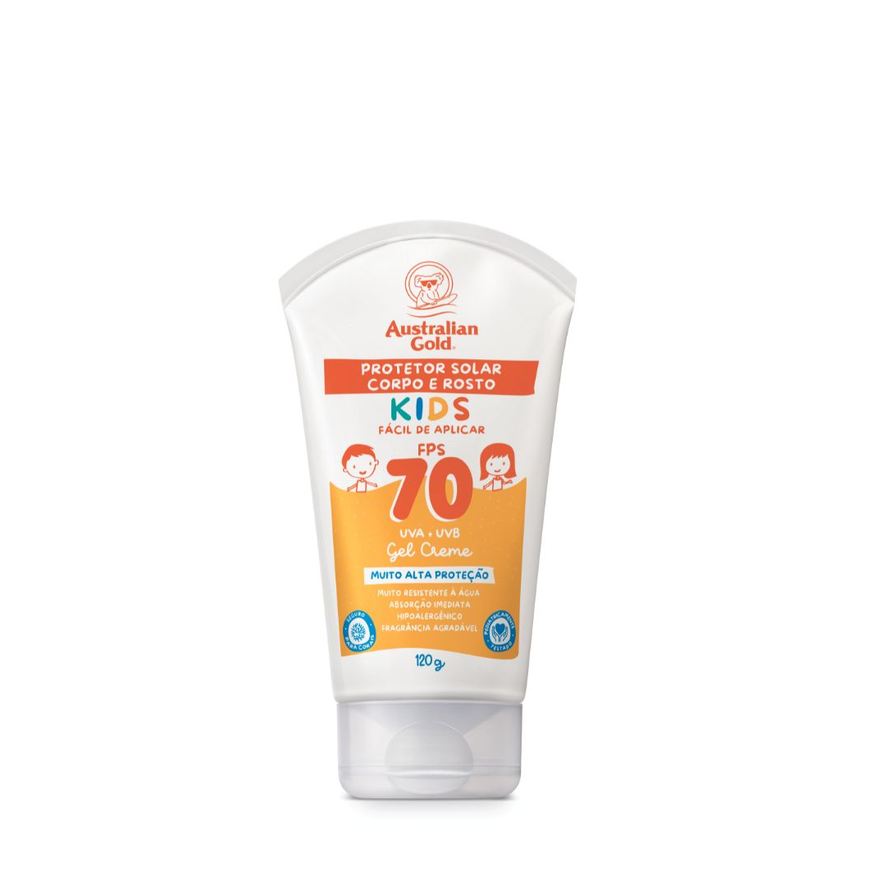 Australian Gold Protetor Solar Kids FPS70 Rosto e Corpo Gel Creme 120g