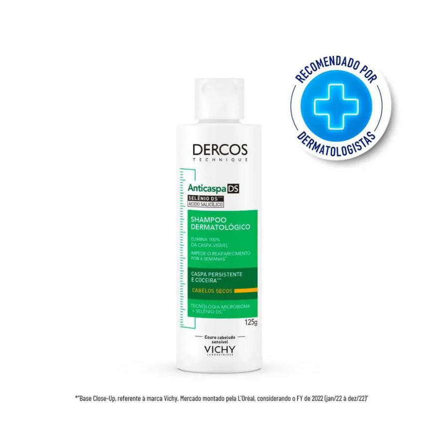 Dercos Shampoo Anticaspa Vichy Dermatológico Cabelos Secos 125ml