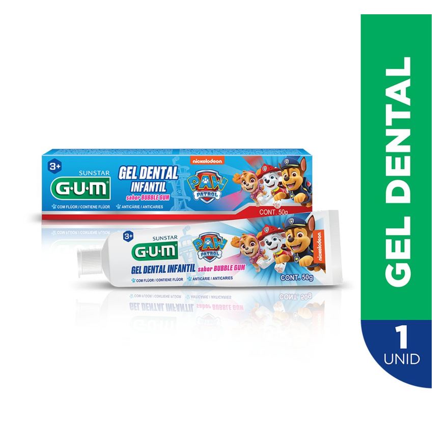 GUM Creme Dental Infantil Patrulha Canina com Flúor Sabor Bubble Gum 50g