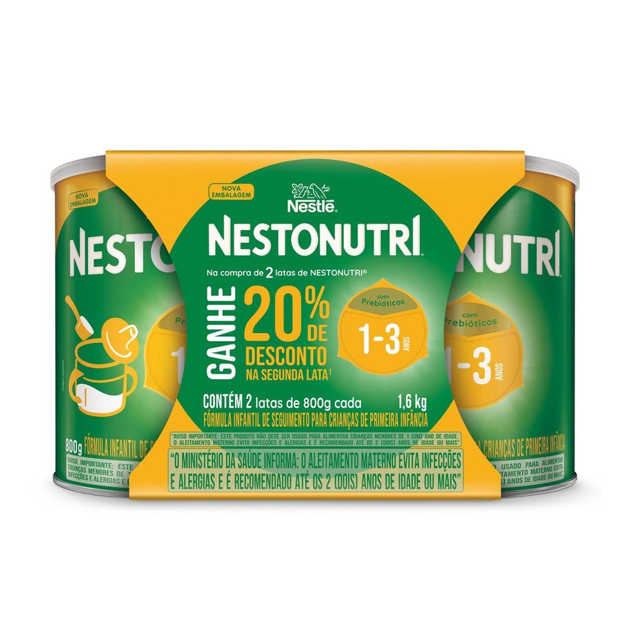 Nestonutri Kit Fórmula Infantil de 1 a 3 Anos 800g 2 Unidades Ganhe 20% de na Segunda Lata
