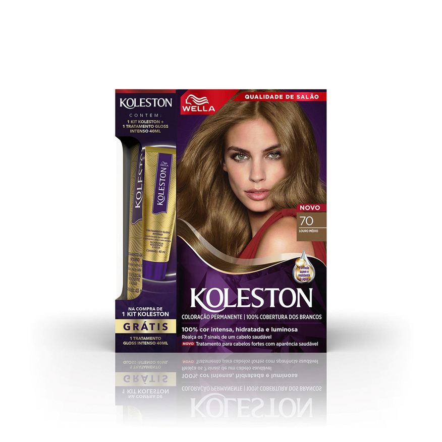 Koleston Tintura Louro Médio 70gátis Tratamento Gloss Intenso 40ml