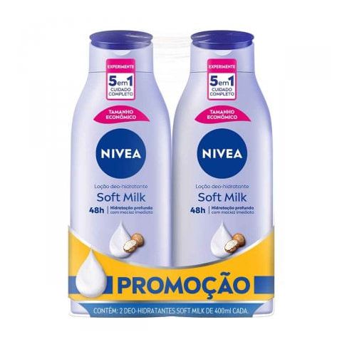 Nivea Kit Loção Hidratante corporal Soft milk Com 2 Unidades 400ml cada