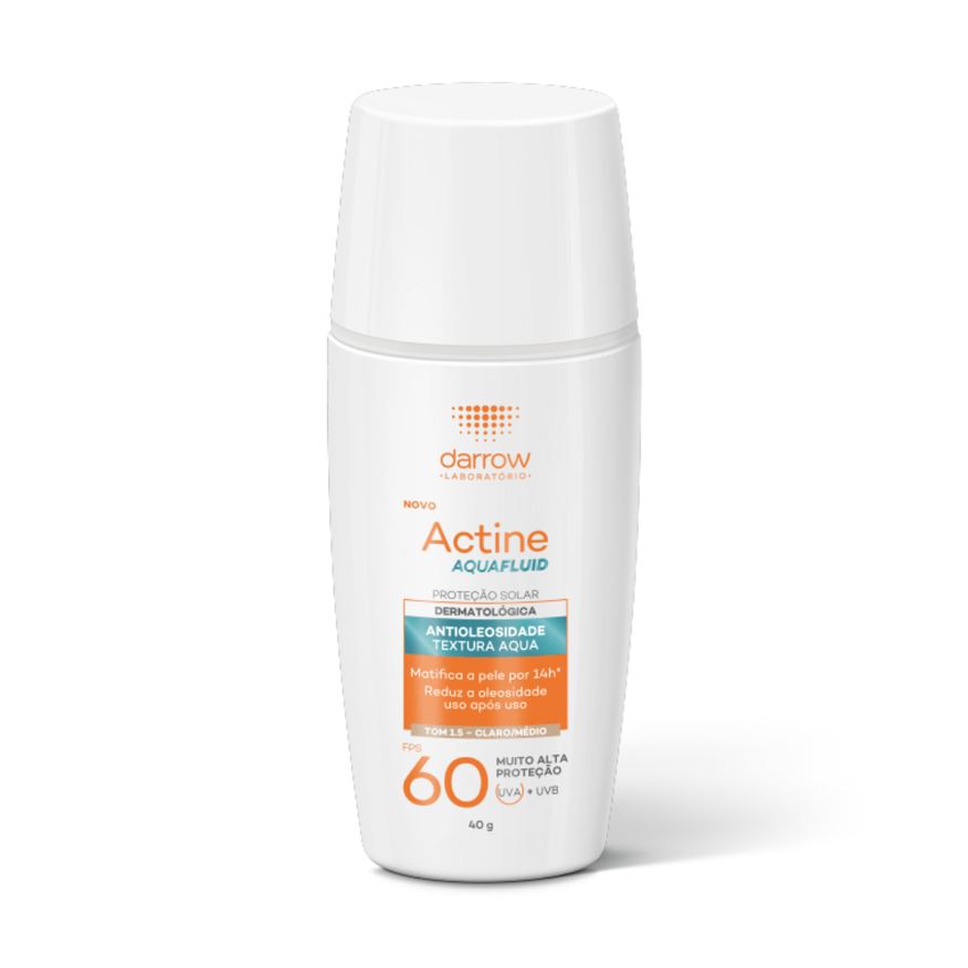 Actine Protetor Solar Facial Darrow Aquafluid Antioleosidade FPS60 Tom Claro/Médio 40g