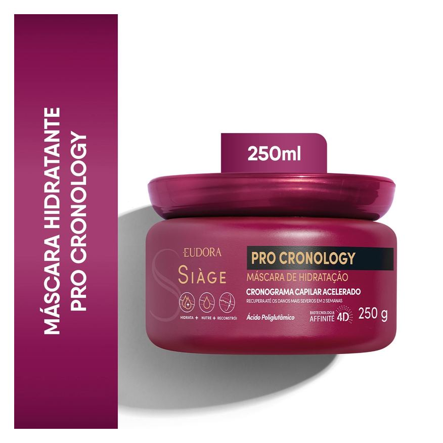 Siage Kit Eudora Siàge Máscara de Tratamento Pro Cronology 250g 1 Uni + Potencializador de Nutrição 10ml 1 Uni + Potencializador de Reconstrução 10ml
