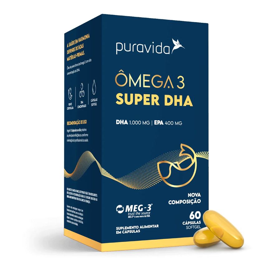 Ômega 3 DHA 1000mg Puravida 60 cápsulas