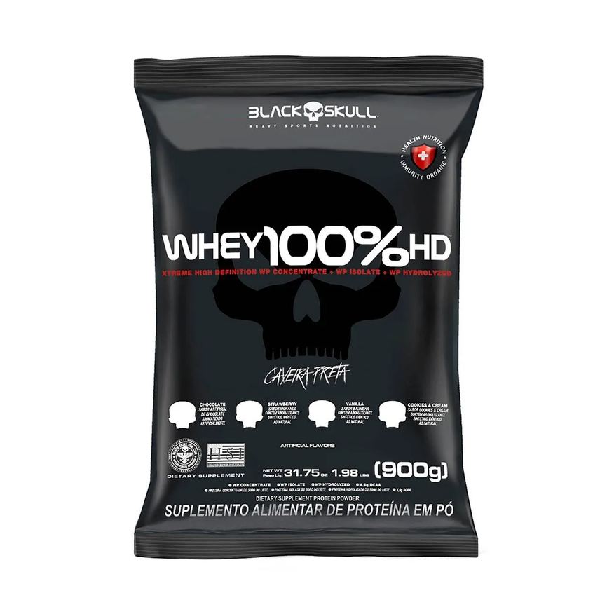 Black Skull Refil Whey 100% HD Cookies & Cream 900g