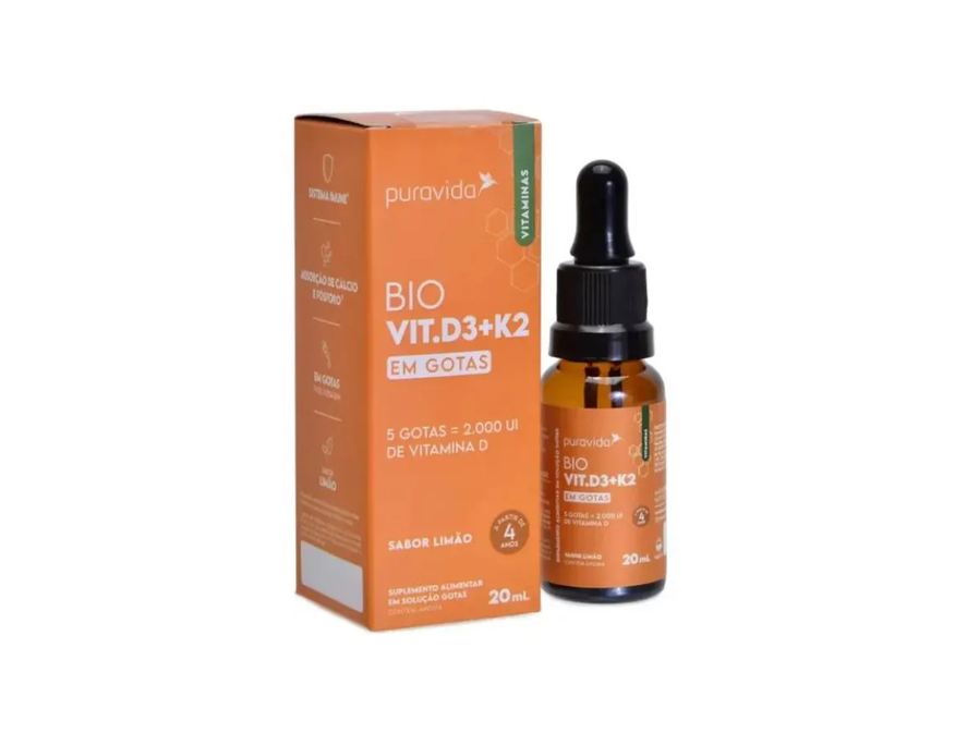Bio Suplemento Vit.d3+k2 em Gotas Sabor Limão – Puravida