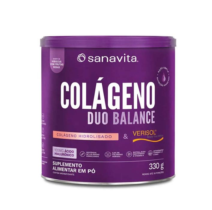 Sanavita Colágeno Duo Balance Hibiscus com Frutas Roxas 330g
