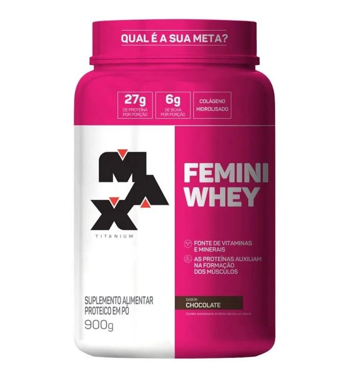Max Titanium Femini Whey Protein sabor Chocolate 900g