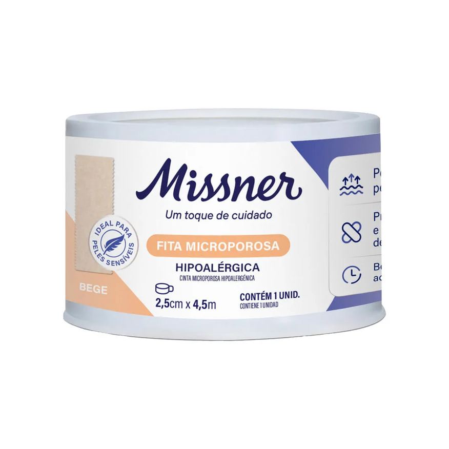 Microporosa Fita Missner 2,5cmx4,5m Bege