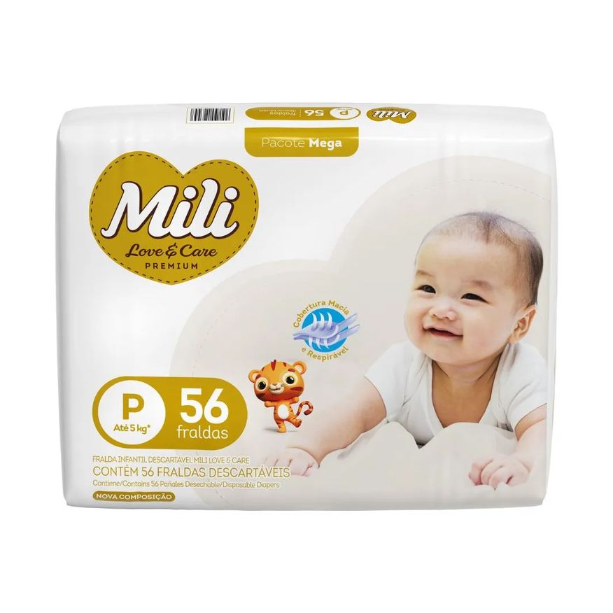 Mili Fralda Love E Care P Mega Com 56 Unidades