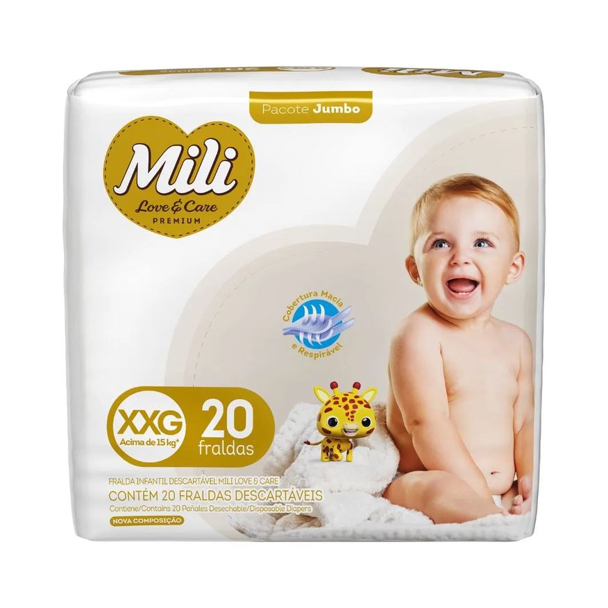 Mili Fralda Love E Care Xxg Jumbo Com 20 Unidades
