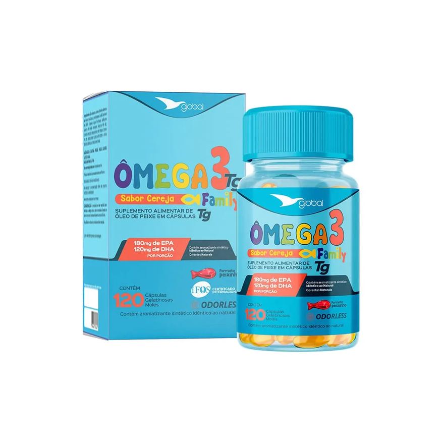 Omega Global 3 Family Com 120 Capsulas Cereja